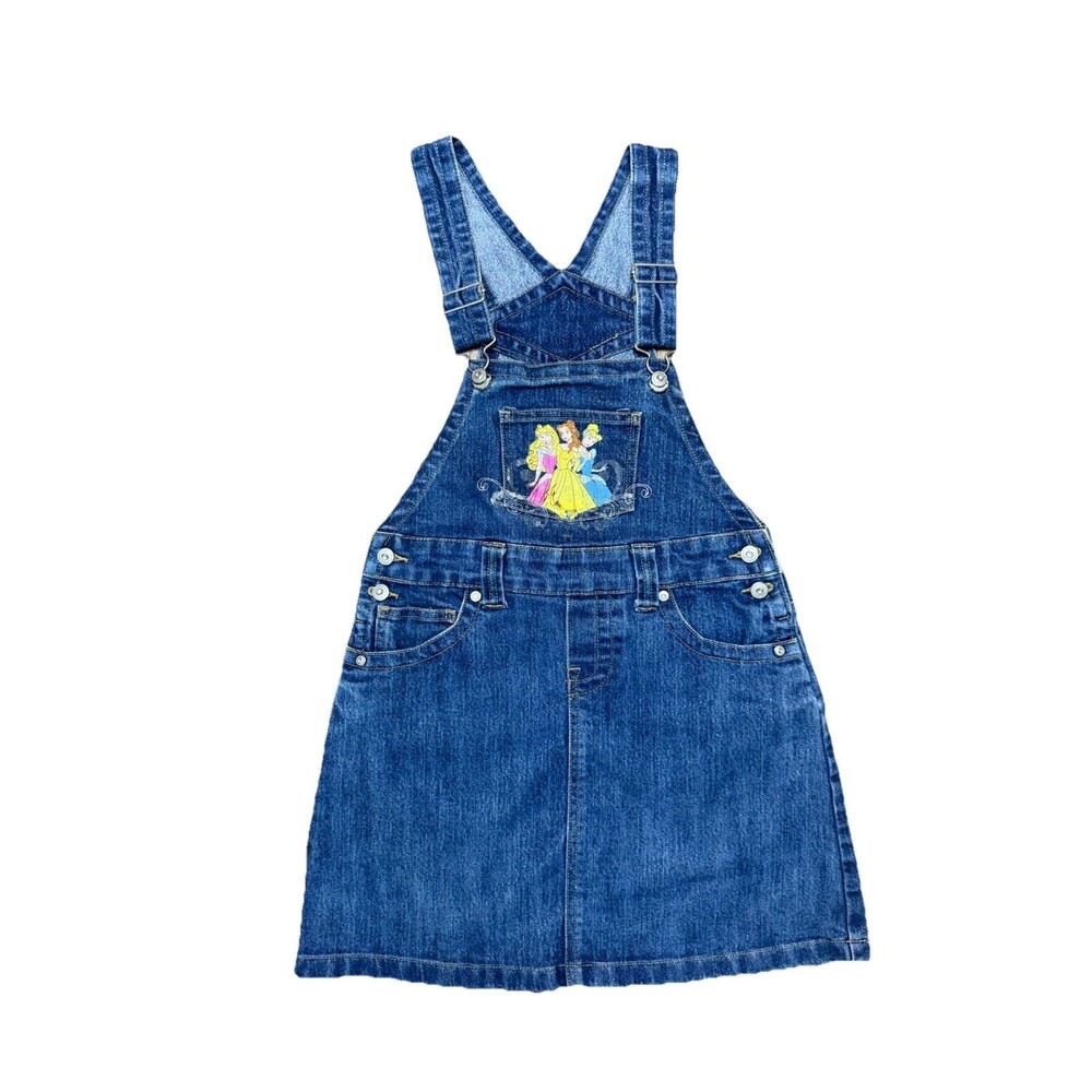 Disney Store Exclusive Girls Disney Princess Sparkle Glitter Overall Dress EUC